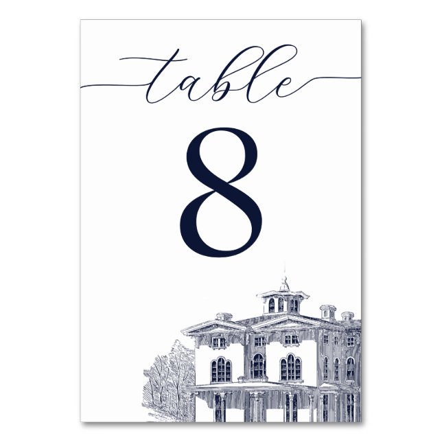 Elegant Vintage Italian Villa Destination Wedding Table Number (Front)