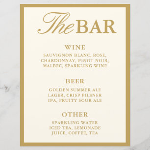 Elegant Vintage Ivory Bar Menu Wedding Sign
