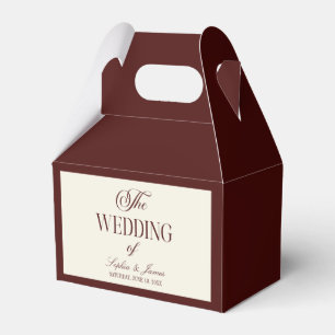 Elegant Vintage Ivory Dark Burgundy Wedding Favor Box