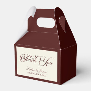 Elegant Vintage Ivory Dark Burgundy Wedding Favor Box