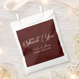 Elegant Vintage Ivory Dark Burgundy Wedding Favour Bag
