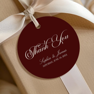 Elegant Vintage Ivory Dark Burgundy Wedding Favour Tags