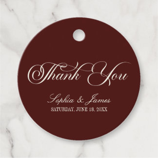 Elegant Vintage Ivory Dark Burgundy Wedding Favour Tags