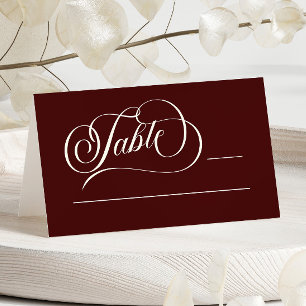 Elegant Vintage Ivory Dark Burgundy Wedding Place Card