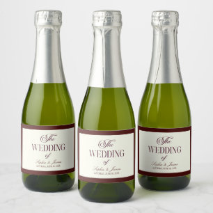 Elegant Vintage Ivory Dark Burgundy Wedding Sparkling Wine Label