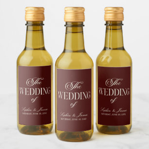 Elegant Vintage Ivory Dark Burgundy Wedding Wine Label