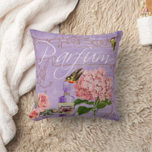 Elegant Vintage Ladies Boudoir Parfum  Throw Pillow