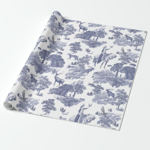 Elegant Vintage Lady Horse Deer in Woodland Toile Wrapping Paper