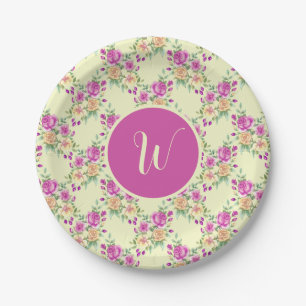 Elegant Vintage Lavender Purple Floral Pattern Paper Plate