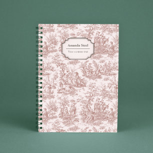 Elegant vintage light brown toile de jouy notebook