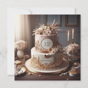  ELEGANT VINTAGE LOOK ANNIVERSARY CAKE GREETING