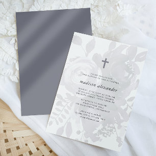 Elegant Vintage Look Floral Baptism Invitation