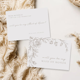 Elegant Vintage Maid of Honour Proposal Card
