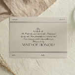 Elegant Vintage Maid of Honour Proposal Card<br><div class="desc">This card combines a timeless charm with a personal touch. With its vintage-inspired design,  it adds a touch of nostalgia to the moment. Customize it with a cherished photo and a heartfelt message to create a meaningful keepsake,  inviting your bridesmaid to share in the joy of your special day</div>