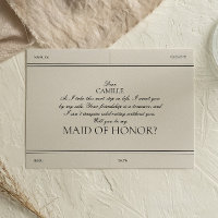Elegant Vintage Maid of Honour Proposal Card
