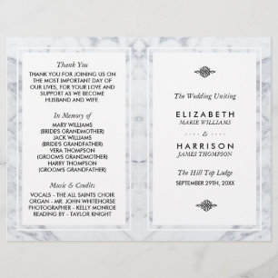 Elegant Vintage Marble Wedding Bi-fold Program