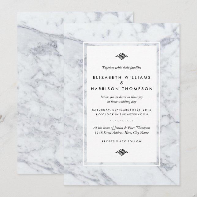 Elegant Vintage Marble Wedding Invitation (Front/Back)
