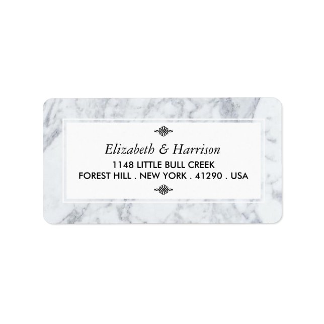 Elegant Vintage Marble Wedding Label (Front)