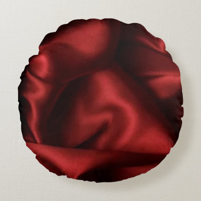  Elegant Vintage Maroon Silk Design Round Pillow  (Front)