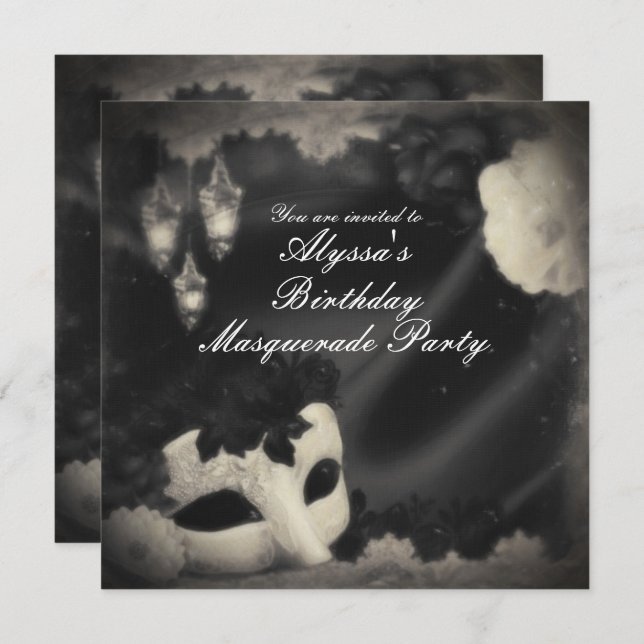 Elegant Vintage Masquerade Mask Party Invitation (Front/Back)