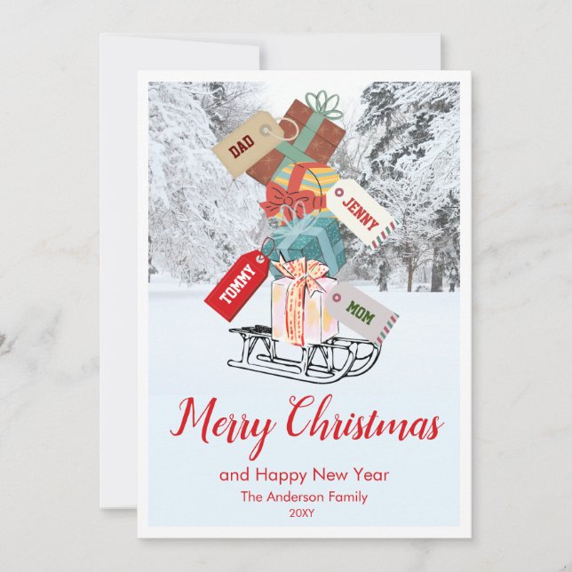 Elegant Vintage Merry Christmas Flat Holiday Card (Front)