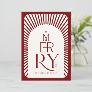 Elegant Vintage Merry Christmas Red and White Holiday Card
