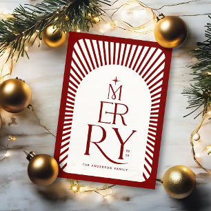 Elegant Vintage Merry Christmas Red and White Holiday Card
