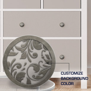 Elegant Vintage Metal Scrollwork Ceramic Knob