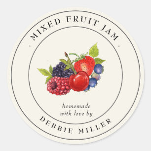 Elegant Vintage Mixed Fruit Jam  canning Label