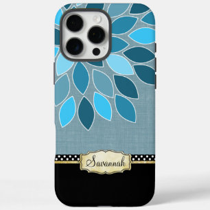 Elegant Vintage Modern Blue Black Gold  iPhone 16 Pro Max Case
