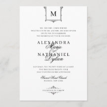 Elegant Vintage Monogram Black and White Wedding