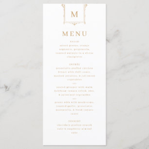Elegant Vintage Monogram Black and White Wedding Menu