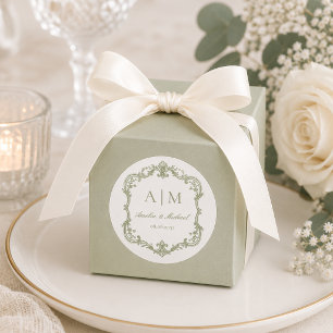 Elegant Vintage Monogram Wedding Classic Round Sticker