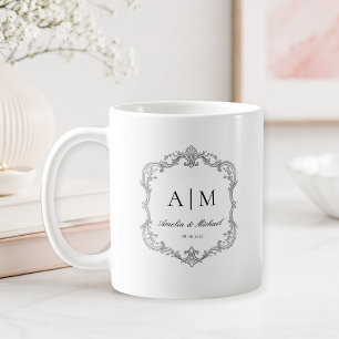 Elegant Vintage Monogram Wedding Coffee Mug