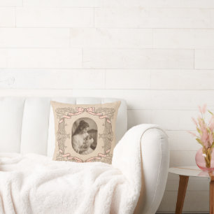 Elegant Vintage Mother & Child Frame Photo Throw Pillow