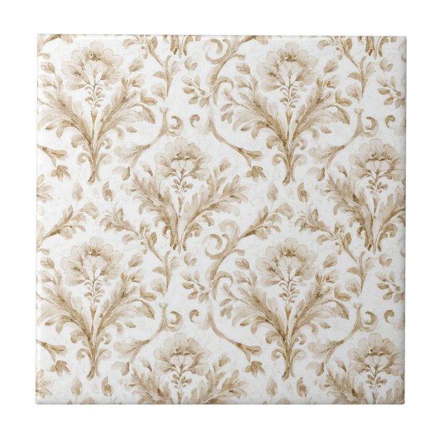 Elegant Vintage Neutral Rustic Design Tile (Front)