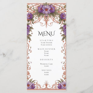 Elegant Vintage Nouveau Floral Arch Wedding Menu