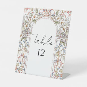 Elegant Vintage Nouveau Floral Arch Wedding Pedestal Sign