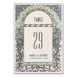 Elegant vintage nouveau watercolor wedding table n number