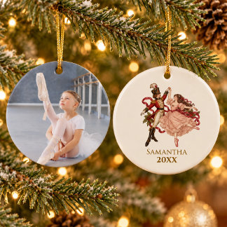 Elegant Vintage Nutcracker Ballet Christmas Photo Ceramic Ornament