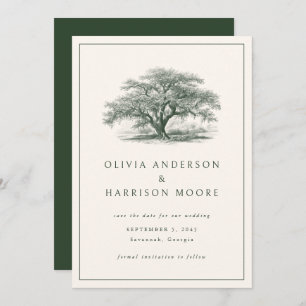 Elegant Vintage Oak Tree Southern Wedding Save The Date