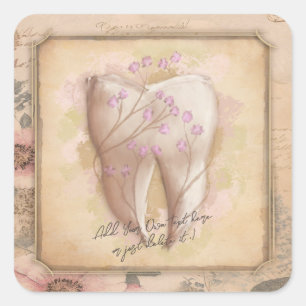 Elegant Vintage Old Fashioned Dental Gift notebook Square Sticker