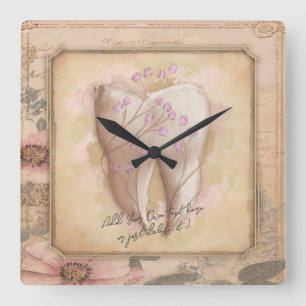 Elegant Vintage Old Fashioned Dental Gift notebook Square Wall Clock