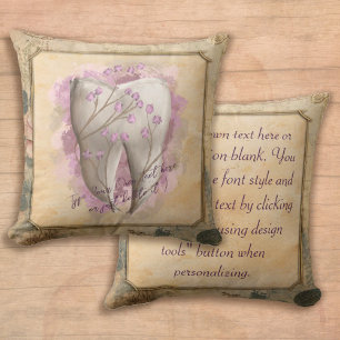 Elegant Vintage Old Fashioned Dental Gift Throw Pillow