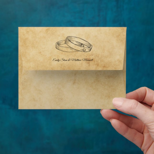 Elegant Vintage Old Paper Custom Wedding Envelope (Hand)