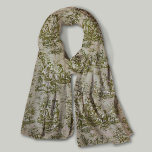 Elegant vintage olive green toile de jouy scarf<br><div class="desc">Vintage retro olive green toile de jouy Scarf. Enhance your wardrobe with the timeless elegance of toile de jouy vintage designs, inspired by the exquisite patterns of french hot pink scenes. These sophisticated Toile prints are an all time rage at the moment, beautiful designs that bring natural beauty and charm....</div>
