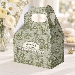 Elegant Vintage Olive Toile De Jouy Monogram Favor Box
