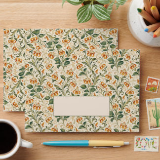 Elegant Vintage Orange Lily Floral Pattern  Envelope