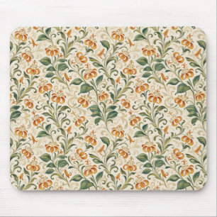 Elegant Vintage Orange Lily Floral Pattern  Mouse Pad