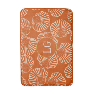 Elegant Vintage Orange Seashell Bath Mat